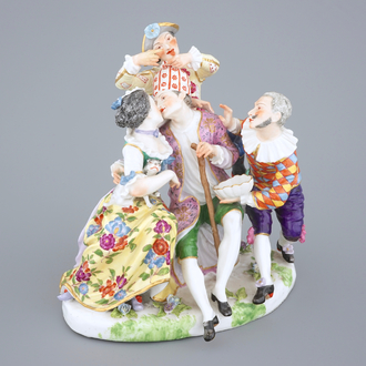 A romantic porcelain group in the Meissen style, Samson, Paris, 19th C.