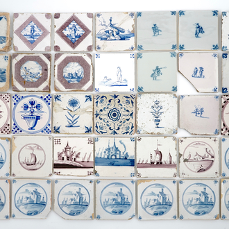 A large collection of antique Dutch Delft and other tiles, 18/20th C.