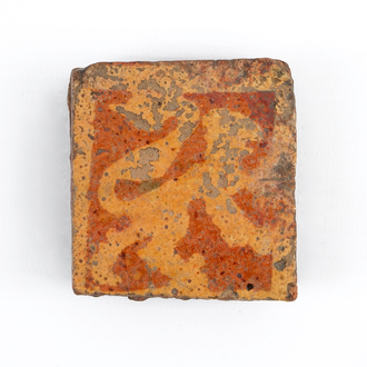 A medieval tile with a lion, probably Flemish, 14th C.