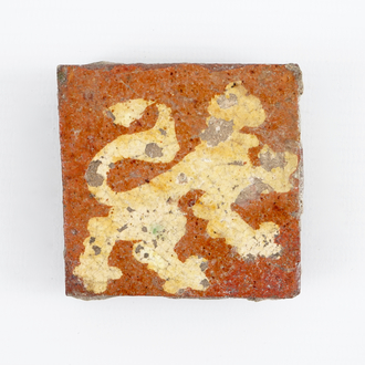 A medieval tile with a lion, probably Flemish, 14th C.