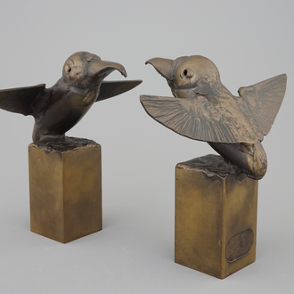 Jef Claerhout (1937), deux oiseaux en bronze, num. 20 & 21/33