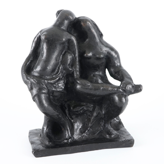 Charlotte van Pallandt (1898-1997), een bronzen groep getiteld "Twee vriendinnen"