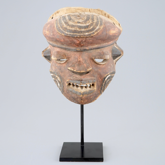 An African carved wooden "Mbuya" mask, Western Pende, Congo