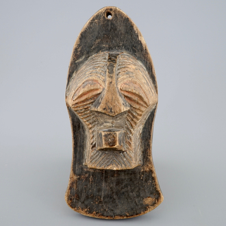 An African carved wood wall shield, Songye, Congo, 1st half 20th C.
