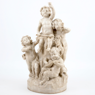 Affortunato Gory (1895-1925), a tall alabaster group with four bacchantes, early 20th C.