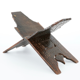 A carved wood Quran stand or rehal, 19th C.