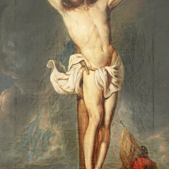 Christ on the cross, oil on canvas, 18th C.