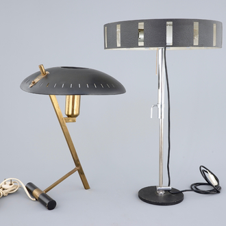 Two "UFO" lamps, one by Louis Kalff for Philips, mid 20th C.