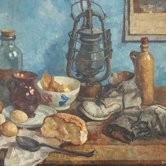 Guillaume Michiels (1909-1997), Stilleven met scheepslamp, olie op doek