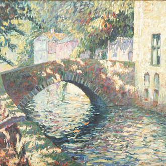 Charles Verbrugghe (1877-1974), Un pont à Bruges, huile sur panneau