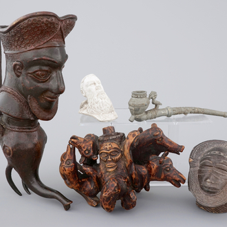 A set of 5 various African and European pipe heads, 19/20th C.