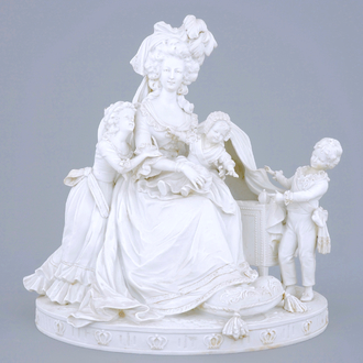 A Vienna style biscuit group of Marie-Antoinette after Vigée le Brun, 19th C.
