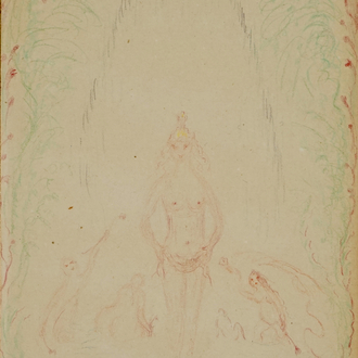 James Ensor (1860-1949), sketching, "Croquis au crayon doux", signed and dedicated, dated 1940