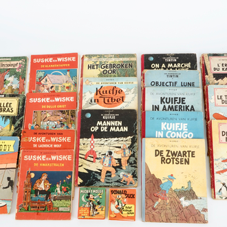 Hergé, Vandersteen, e.a.: un lot de bandes dessinées de Tintin, Jo, Zette et Jocko, ...