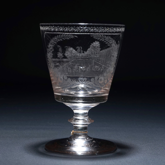 Un verre gravé et daté 1845, Hambourg, Allemagne