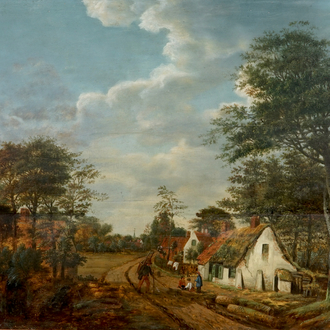 Un chemin dans un paysage rural, huile sur panneau, début du 19ème