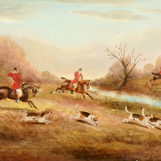 Philip Rideout (1850-1920), La chasse aux chevaux, huile sur toile