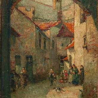 Charles Verbrugghe (1877-1974), Une vue à Lier, huille sur panneau