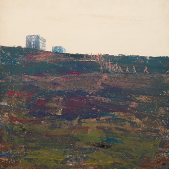 José Vermeersch (1922-1997), une vue sur la côte, daté 1964, huile sur panneau