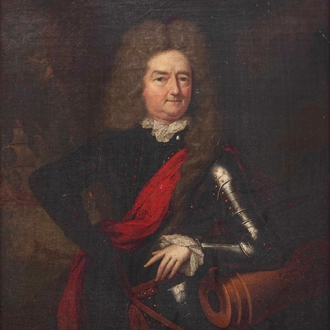 Constantijn Netscher (1668-1723), Portret van een admiraal, olie op doek