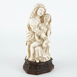 A gothic revival carved ivory Pietà group, prob. Dieppe, 19th C.