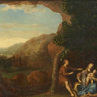French school, A Nativity scene, oil on canvas, 18/19th C.