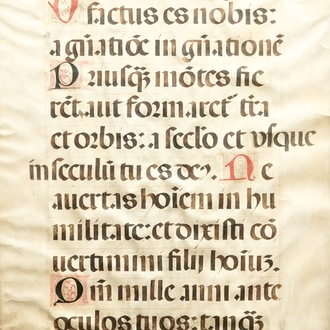 A large framed handwriting from a psalm book, 16th C.