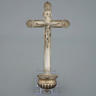 A silver holy water font, marked for Petrus De Thieu, Bruges, ca. 1750