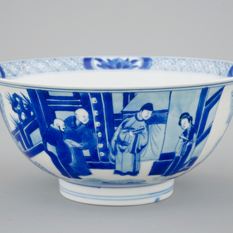 Un bol en porcelaine de Chine bleu et blanc, marque de Chenghua, époque Kangxi