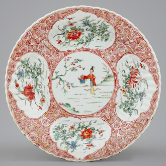 A Chinese lobed famille verte dish, Kangxi, 18th C.