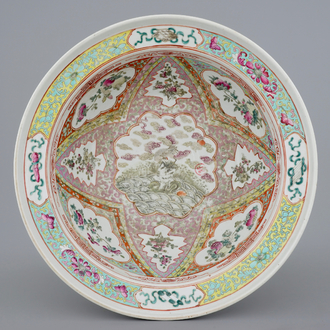 A deep Chinese famille rose Straits porcelain bowl, 19th C.