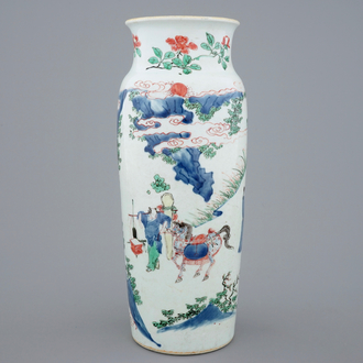A Chinese wucai "sleeve" vase, Transitional period, 1620-1683