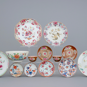 Een groot lot Chinees famille rose, Imari en capucijner porselein, Qianlong, 18e eeuw