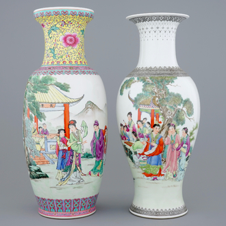 Two fine Chinese famille rose vases, Republic, 20th C.