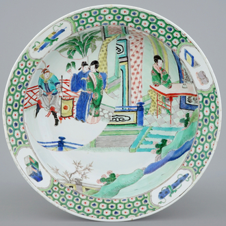 A large Chinese famille verte charger, Kangxi