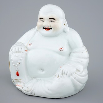 A large Chinese blanc de Chine porcelain Buddha, 19/20th C.