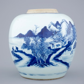 Un pot à gingembre en porcelaine de Chine bleu et blanc, Kangxi