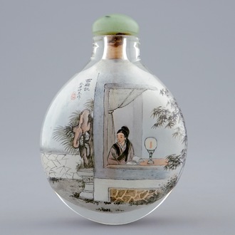 Une tabatière en verre peint à l'intérieur, Chine, 20ème