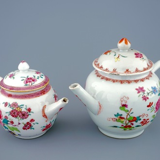 Deux théières en porcelaine de Chine famille rose, Yongzheng/Qianlong, 18ème