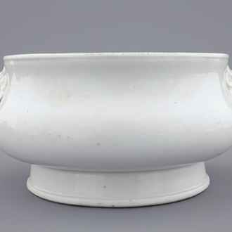 A round Chinese blanc de Chine incense burner, Kangxi
