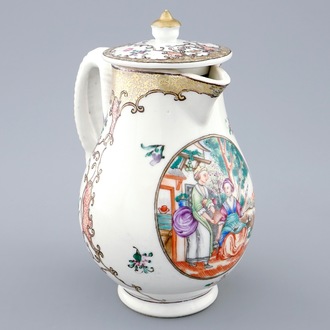 Une verseuse couverte en porcelaine de Chine à décor européen, Qianlong, 18ème