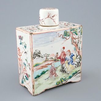 Une boîte à thé rectangulaire en porcelaine de Chine famille rose, Qianlong, 18ème