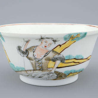 Een Chinese export porselein kom met Europees decor, Qianlong, 18e eeuw