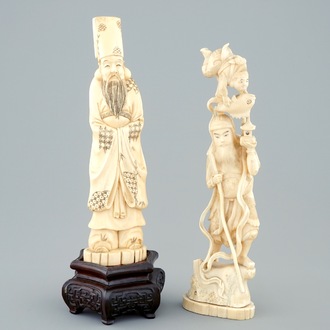 Deux okimono en ivoire, Japon, Meiji, vers 1900