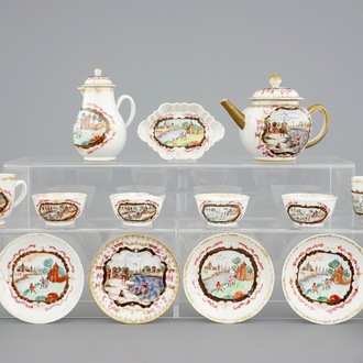 Une partie d'un service à thé en porcelaine de Chine famille rose et doré de style Meissen, Qianlong, 18ème