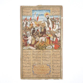 Een pagina uit een geïllustreerd islamitisch manuscript, 16/17e eeuw