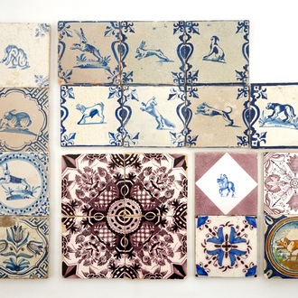 A collection of 30 various Dutch Delft tiles, 17/19th C.