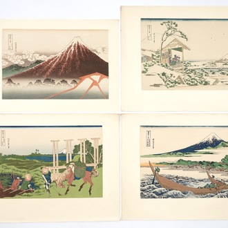 Onze estampes japonaises, incl. oeuvres par Hokusai, 19/20ème