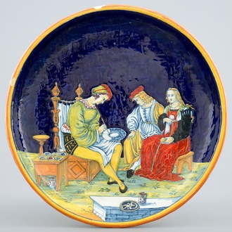 Een neo-Renaissance bord in Italiaanse majolica, 19e eeuw