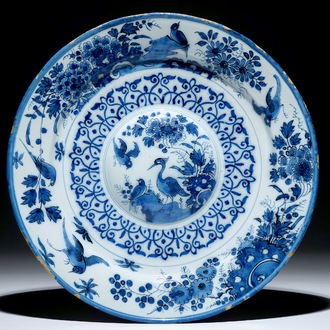 A fine large Dutch Delft blue and white cardinals dish, ca. 1690